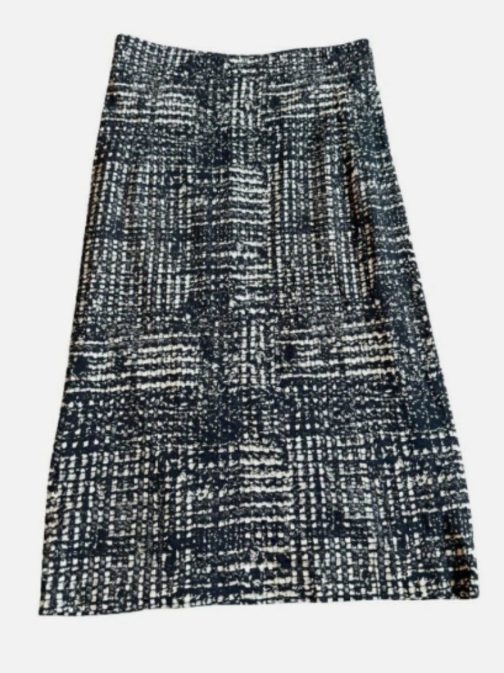 Fuzzi Black White Abstract Plaid Elastic Waist Midi Skirt Stretch Medium Women's
